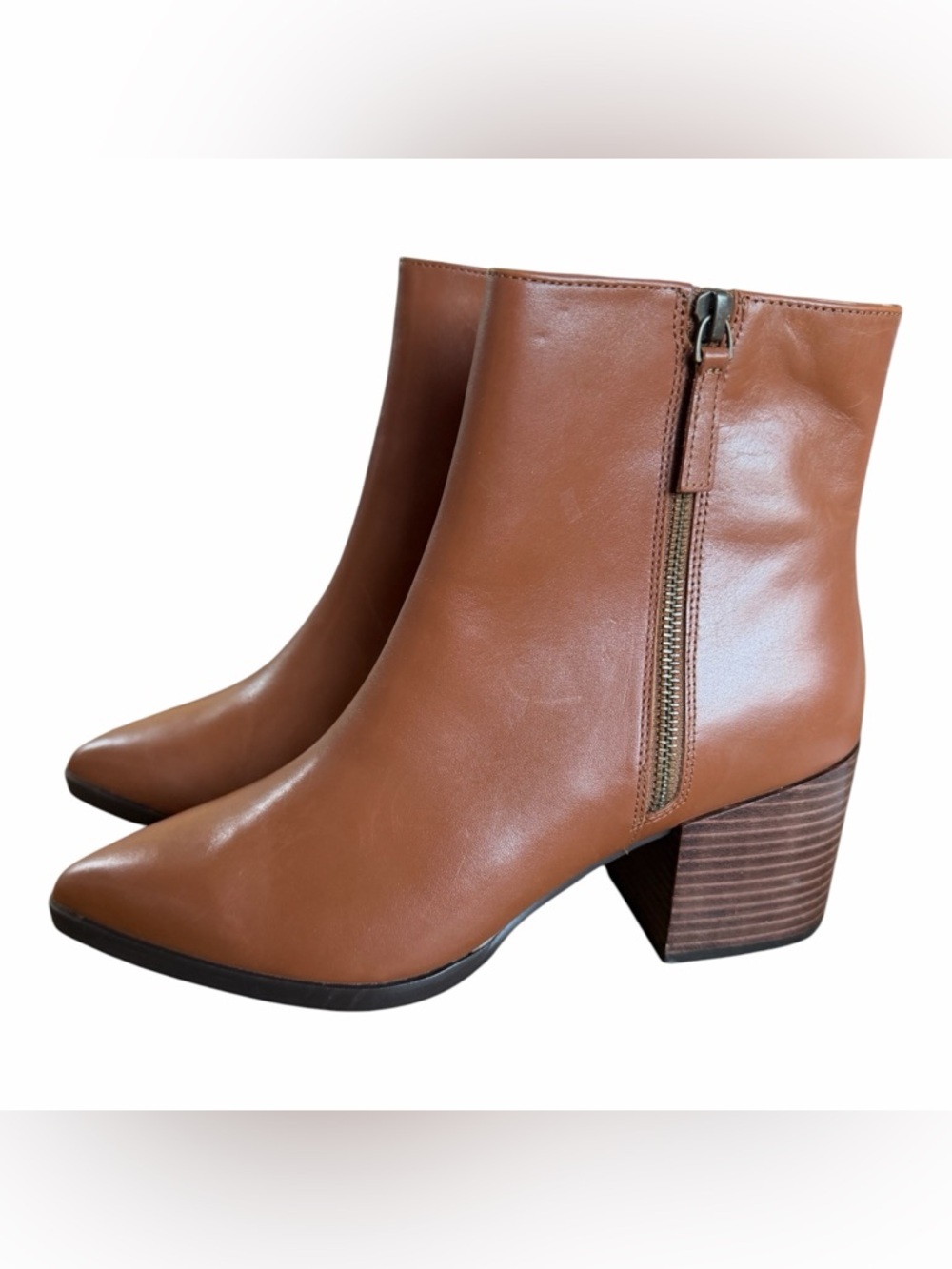 Paolo Brown Leather Ankle Booties with Side Zip